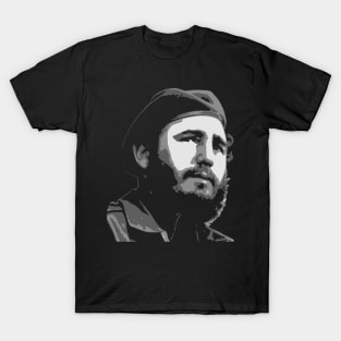 Fidel Castro Black and White T-Shirt